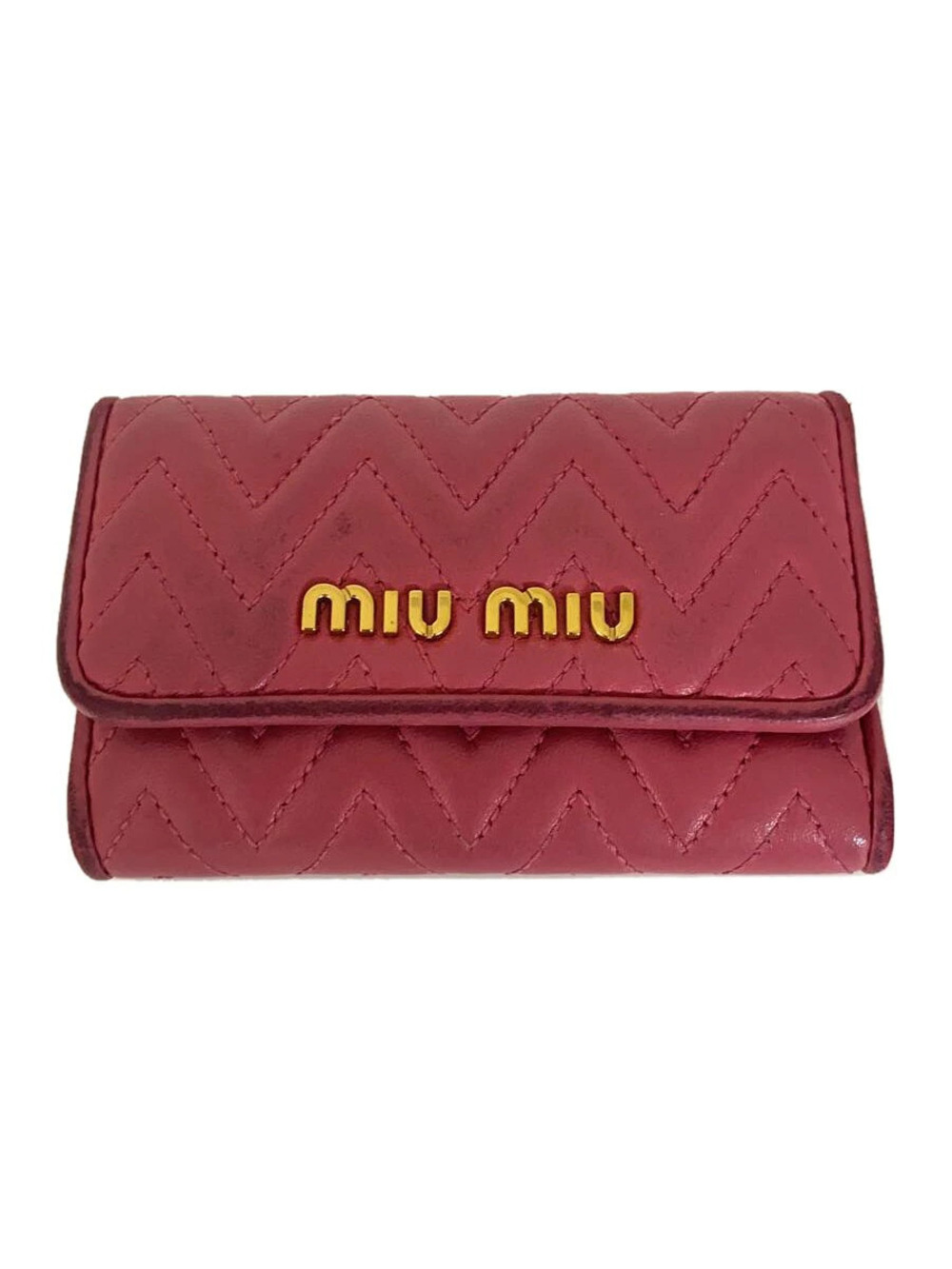 Miu Miu Key Case Wallet Leather Pink